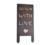 Rusty Metal Grown With Love Garden Sign Lawn Decoration Vegetable Patch Marker Flowers Plants Gardening Gifts