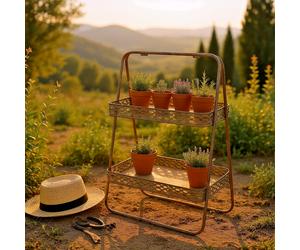 Rusty Metal Plant Stand 2 Tier Cake Pedestal Cupcake Pastry Food Serving Display