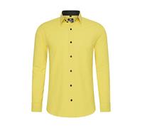 Rusty Neal Men's Shirt Premium Slim Fit Long Sleeve Stretch Contrast Shirt Business Shirts Casual Shirt - Yellow - 3XL