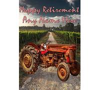 Rusty Old Tractor Farming fht8 Happy Retirement a5 Personalised Greeting Card Posted by US Gifts for All 2016 from Derbyshire UK