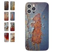 Rusty Phone Case, Vintage Rust Look Phone Case Compatible for iPhone 16/15/14/13/12/11 ProMax, Creative Industrial Iron Inspired Shockproof TPU Case(12 ProMax,#B)