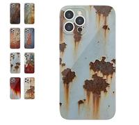 Rusty Phone Case, Vintage Rust Look Phone Case Compatible for iPhone 16/15/14/13/12/11 ProMax, Creative Industrial Iron Inspired Shockproof TPU Case(13 ProMax,#D)