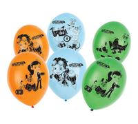 Rusty Rivets Latex Characters Balloons (Pack Of 6) Orange/sky Blue/green (One Size)