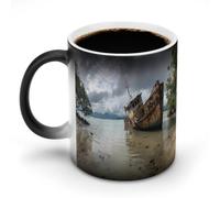 Rusty Shipwreck on The Coast Discoloration Mug Color Changing Magic Travel Cup Ceramic Heat Sensitive Coffee Mugs