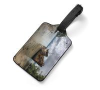 Rusty Shipwreck on The Coast Luggage Tag for Suitcases PU Leather Privacy Protection Bag Tags Travel Accessories Essentials