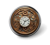 Rusty Steampunk Clock Badge Holder Personalized Metal Button Pin Fashion Round Badge with Pattern Pin DIY Button Badges Exquisite Brooch Crafts Gift Clothes Decorative Pins