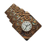 Rusty Steampunk Clock Car Air Fresheners Cards 4 Pcs Hanging Fragrance Scented Cards Long-Lasting Car Aromatherapy Tablets for Wardrobe Bathroom Car Interior Mirror Pendant Gifts