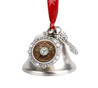 Rusty Steampunk Clock Christmas Jingle Bells Decoration Silver Craft Bell with Dual Pendants for DIY Xmas Tree Wreath Decor Hanging Sleigh Bell Ornaments Wedding Winter Holiday Party Favors