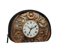 Rusty Steampunk Clock Coin Purse Personalized Coin Bag for Women Men Change Purse Small Wallets with Zipper Mini Shell Coin Pouch Outdoor Shopping Change Storage Bag Handbags Gifts