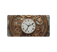 Rusty Steampunk Clock Desk Mat with Stitched Edges, Rubber Mouse Mat for Keyboard Mats Non-Slip Waterproof Desk Pad Office Supplies Large Gaming Mouse Pad for Home Work