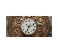 Rusty Steampunk Clock Desk Mat with Stitched Edges, Rubber Mouse Mat for Keyboard Mats Non-Slip Waterproof Desk Pad Office Supplies Large Gaming Mouse Pad for Home Work