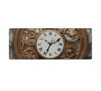 Rusty Steampunk Clock Desk Mat with Stitched Edges, Rubber Mouse Mat for Keyboard Mats Non-Slip Waterproof Desk Pad Office Supplies Large Gaming Mouse Pad for Home Work