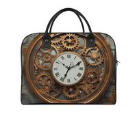 Rusty Steampunk Clock Duffle Bag for Women Men - 30L Nylon Outdoor Gym Bag Lightweight Overnight Weekender Bags with Detachable Shoulder Strap, Carry on Luggage for Travel
