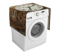 Rusty Steampunk Clock Dust Cover 54.3"x20.5" Universal Washer And Dryer Covers with Storage Pockets, Non-Slip Linen Refrigerator Top Dustproof Cover for Table & Furniture