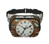 Rusty Steampunk Clock Fanny Pack For Women Waterproof Adjustable Belt Bags Waist Pack Fashion Casual Crossbody Bags Bum Bag For Running Workout Hiking Traveling, Black, One Size