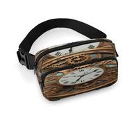 Rusty Steampunk Clock Full Printed Fanny Pack,Zipper Belt Bag Cute Crossbody Bag Hip Bum Bag with Adjustable Strap