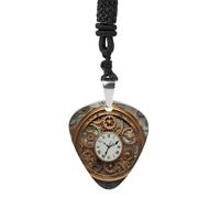 Rusty Steampunk Clock Guitar Pick Necklace Exquisite Titanium Steel Personalized Necklaces Cool Pendant Necklaces Fashion Guitar Pick Holder Necklace Unique Gifts for Adult