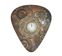 Rusty Steampunk Clock Guitar Picks 12 Pack Set Guitar Gift for Bass Picks Acoustic Guitars Plectrums with Clear Storage Box