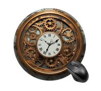 Rusty Steampunk Clock Mouse Pad, 7.8 Inch Portable Round Mouse Mat with Non-Slip Rubber Base & Smooth Surface, Waterproof Mousepad for Gaming Office & Home