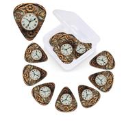 Rusty Steampunk Clock Print Guitar Picks 12 Pack Guitar Plectrums with Storage Box Bass Picks For Acoustic Guitar Bass Electric Ukulele Includes 0.46mm, 0.71mm, 0.96mm