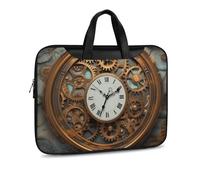 Rusty Steampunk Clock Printed Leather Shoulder Messenger Bag Briefcase for Men Women Travel Business Office Hangbag Laptop Pack Crossbody