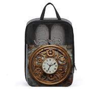 Rusty Steampunk Clock Shoe Bag Travel Shoe Organizer Water-Resistant Shoe Pouch with Zipper Sneaker Dust Bag, gray, One Size, Modern