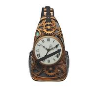 Rusty Steampunk Clock Sling Bag For Women Men Lightweight Crossbody Shoulder Backpack Gym Sports Travel Hiking Daypack Adjustable Chest Bag