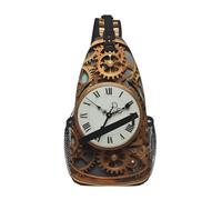 Rusty Steampunk Clock Sling Bag For Women Men Travel Hiking Backpack Crossbody Shoulder Chest Bags Casual Daypack, Black, One Size
