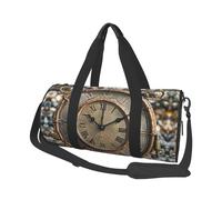 Rusty Steampunk Clock Travel Duffel Bag Sports Gym Bag, Lightweight Overnight Weekender Bag With Shoes Compartment Yoga Gym Sports Bag For Men Women