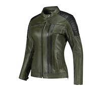 Rusty Stitches Alice Ladies Motorbike Motorcycle Leather Jacket Green / Black