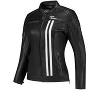 Rusty Stitches Alice Ladies Motorcycle Leather Jacket, black-white, size 38 for Women