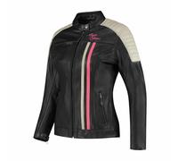 Rusty Stitches Alice Ladies Motorcycle Motorbike Leather Jacket Black/Fluo Pink