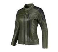 Rusty Stitches Alice Ladies Motorcycle Motorbike Leather Jacket Green / Black