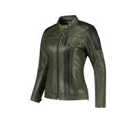 Rusty Stitches Alice Ladies Motorcycle Leather Jacket, black-green, size 44 for Women