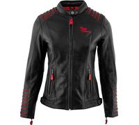 Rusty Stitches Amanda Ladies Motorcycle Leather Jacket, black-red, size 38 for Women
