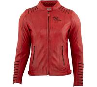 Rusty Stitches Amanda Ladies Motorcycle Leather Jacket, black-red, size 38 for Women