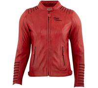 Rusty Stitches Amanda Ladies Motorcycle Leather Jacket, black-red, size 42 for Women