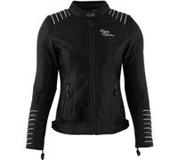 Rusty Stitches Amanda Ladies Motorcycle Leather Jacket, black-white, size 36 for Women
