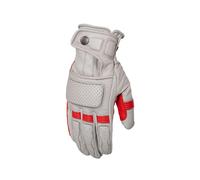 Rusty Stitches Calvin Motorbike Motorcycle Leather Gloves Light Grey / Red