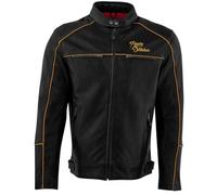 Rusty Stitches Chase Motorcycle Leather Jacket, black/gold, size M