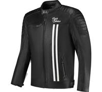 Rusty Stitches Cooper Motorcycle Leather Jacket, black/white, size M