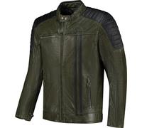Rusty Stitches Cooper Motorcycle Leather Jacket, green/black, size M