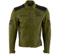 Rusty Stitches Jari Motorcycle Leather Jacket, black-green, size XL for Men