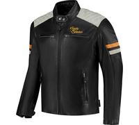 Rusty Stitches Jari V2, leather jacket 4XL Black/Light Grey/Gold