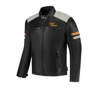 Rusty Stitches Jari V2, leather jacket M Black/Light Grey/Gold