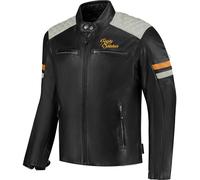 Rusty Stitches Jari V2, leather jacket L Black/Light Grey/Gold