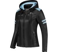 Rusty Stitches Joyce Hooded V2 Ladies Motorcycle Leather Jacket, black/blue, size 42