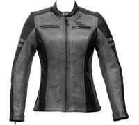 Rusty Stitches Joyce Ladies Motorcycle Leather Jacket, grey/black, size 36