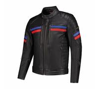 Rusty Stitches Steve Motorbike Motorcycle Leather Jacket Black / Red / Blue