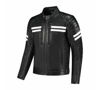 Rusty Stitches Steve Motorbike Motorcycle Leather Jacket Black / White